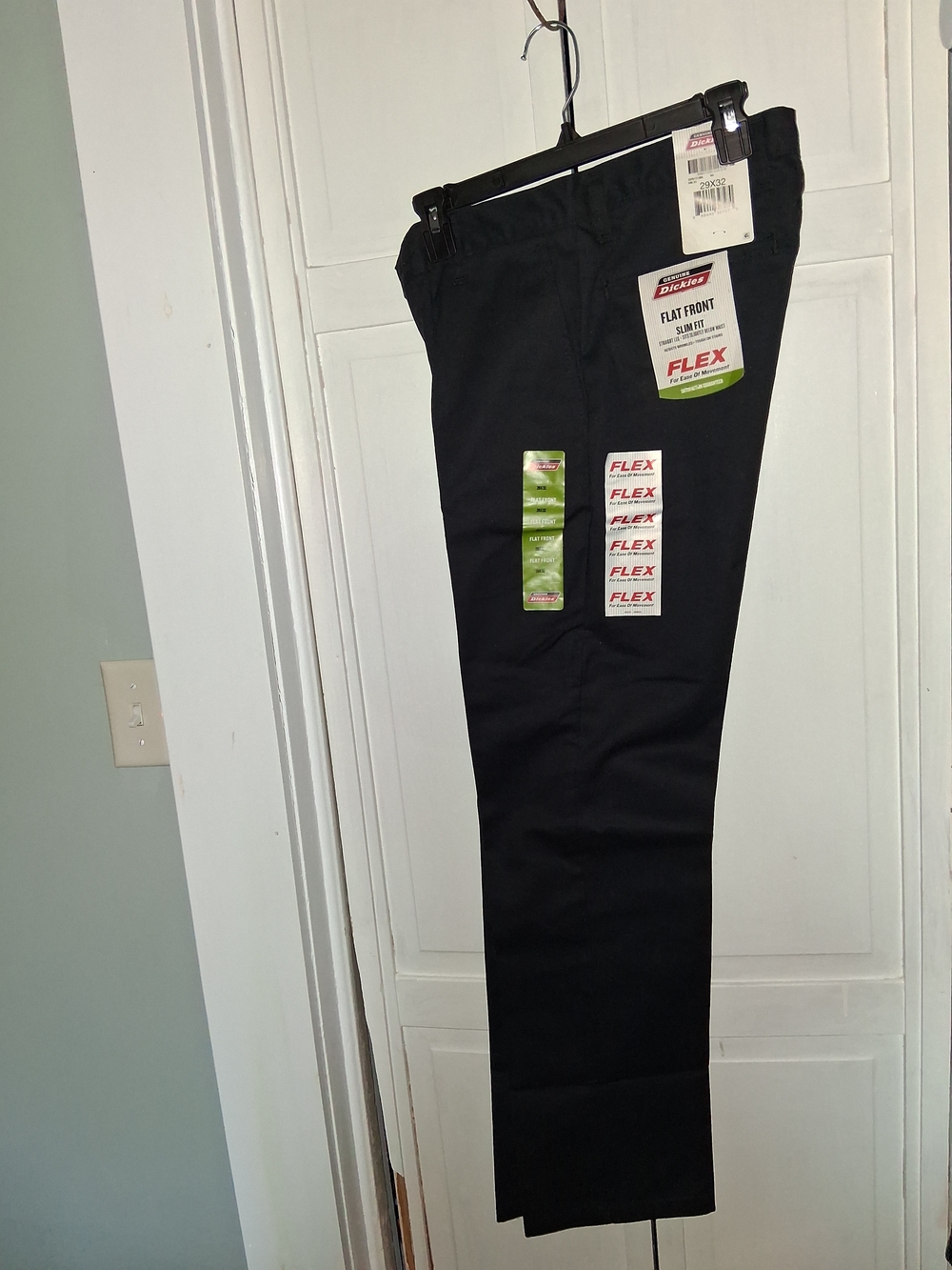 Dickies Black Flat Front FLEX Straight Leg Work Chinos